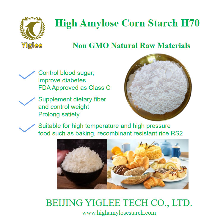 Peking YIGLEE TECH High Amylose Maize Starch H70 RS2 High Amylose Resistant Starch Non GMO Low GI Starch